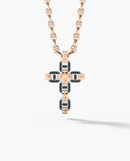 BRIGGS Cross Two-Tone Gold Pendant with 0.50ct Black Diamonds