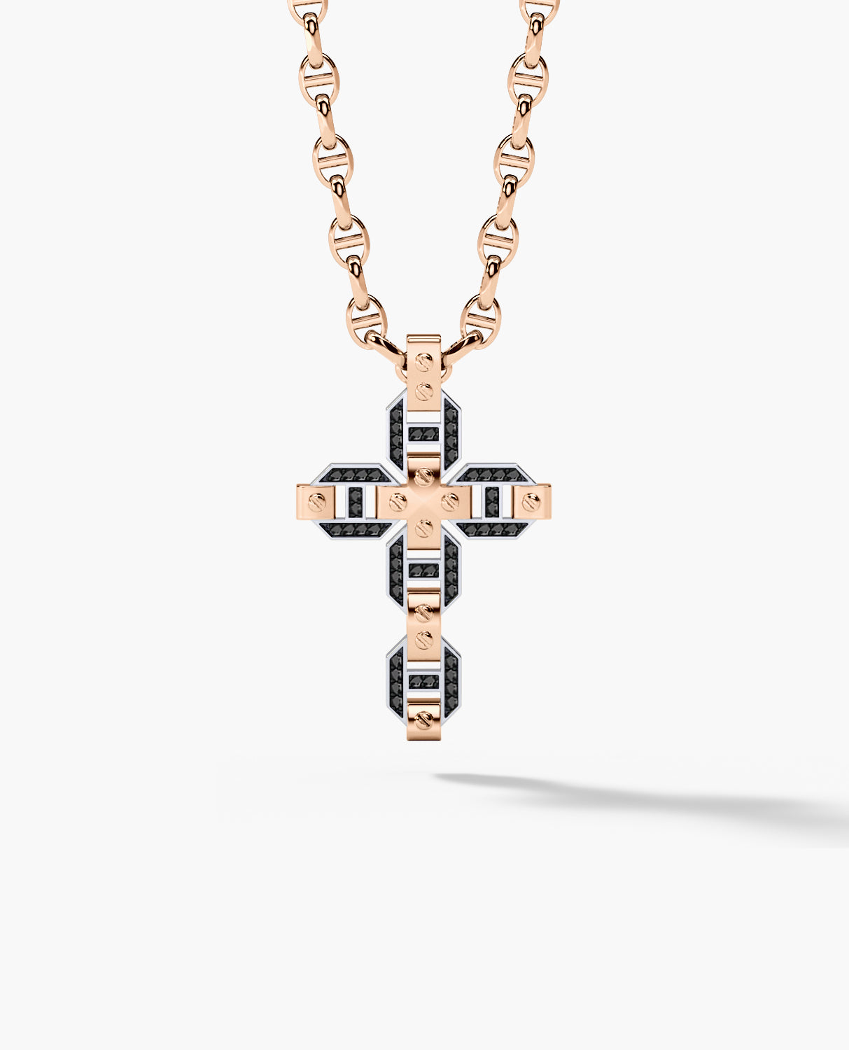 BRIGGS Cross Two-Tone Gold Pendant with 0.50ct Black Diamonds