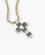 BRIGGS Cross Two-Tone Gold Pendant with 0.50ct Black Diamonds