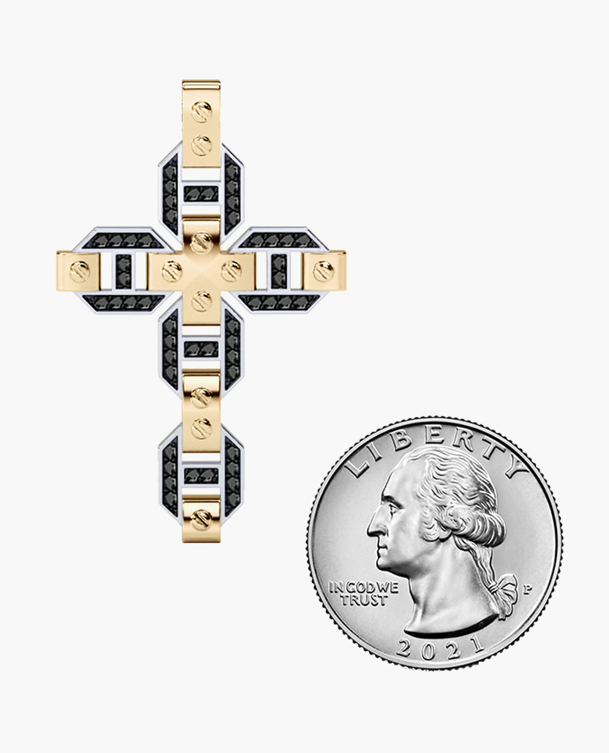BRIGGS Cross Two-Tone Gold Pendant with 0.50ct Black Diamonds