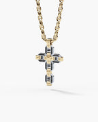 BRIGGS Cross Two-Tone Gold Pendant with 0.50ct Black Diamonds