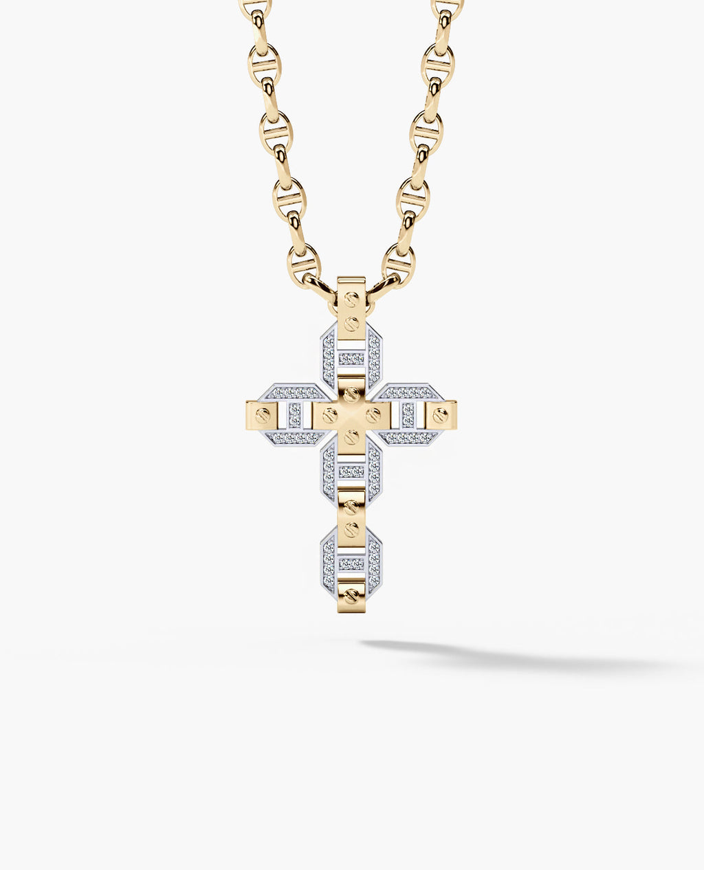 BRIGGS Cross Two-Tone Gold Pendant with 0.50ct Diamonds