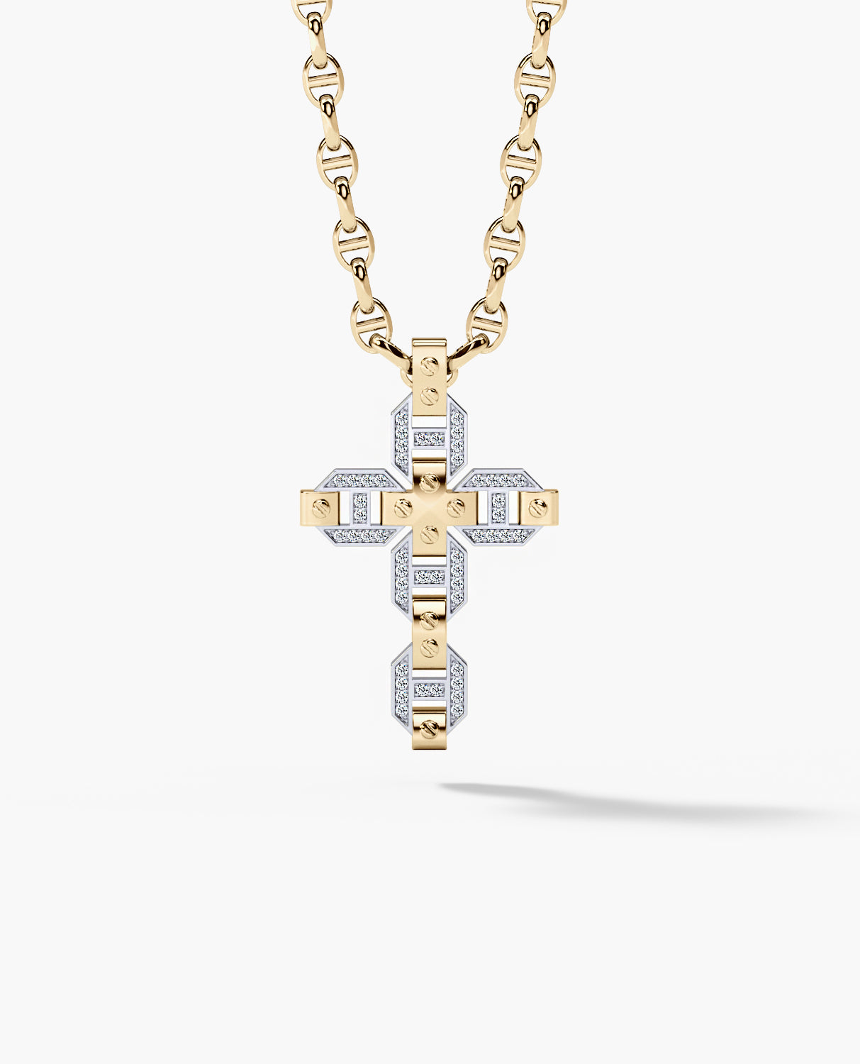 BRIGGS Cross Two-Tone Gold Pendant with 0.50ct Diamonds