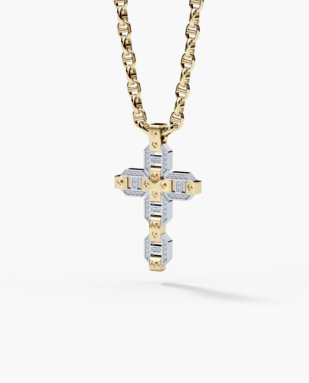 BRIGGS Cross Two-Tone Gold Pendant with 0.50ct Diamonds