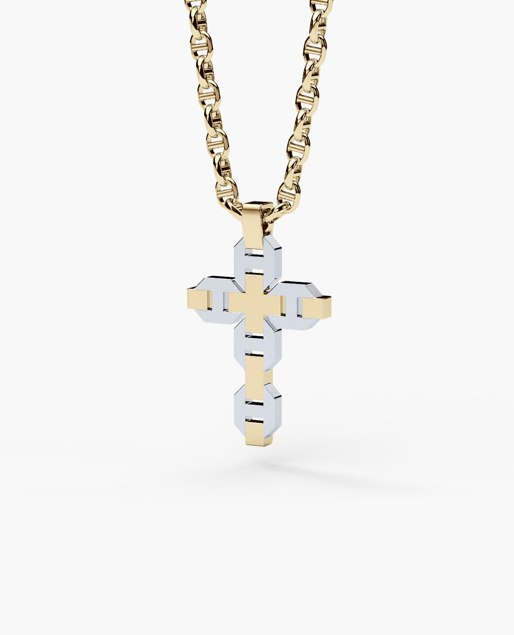 BRIGGS Cross Two-Tone Gold Pendant with 0.50ct Diamonds