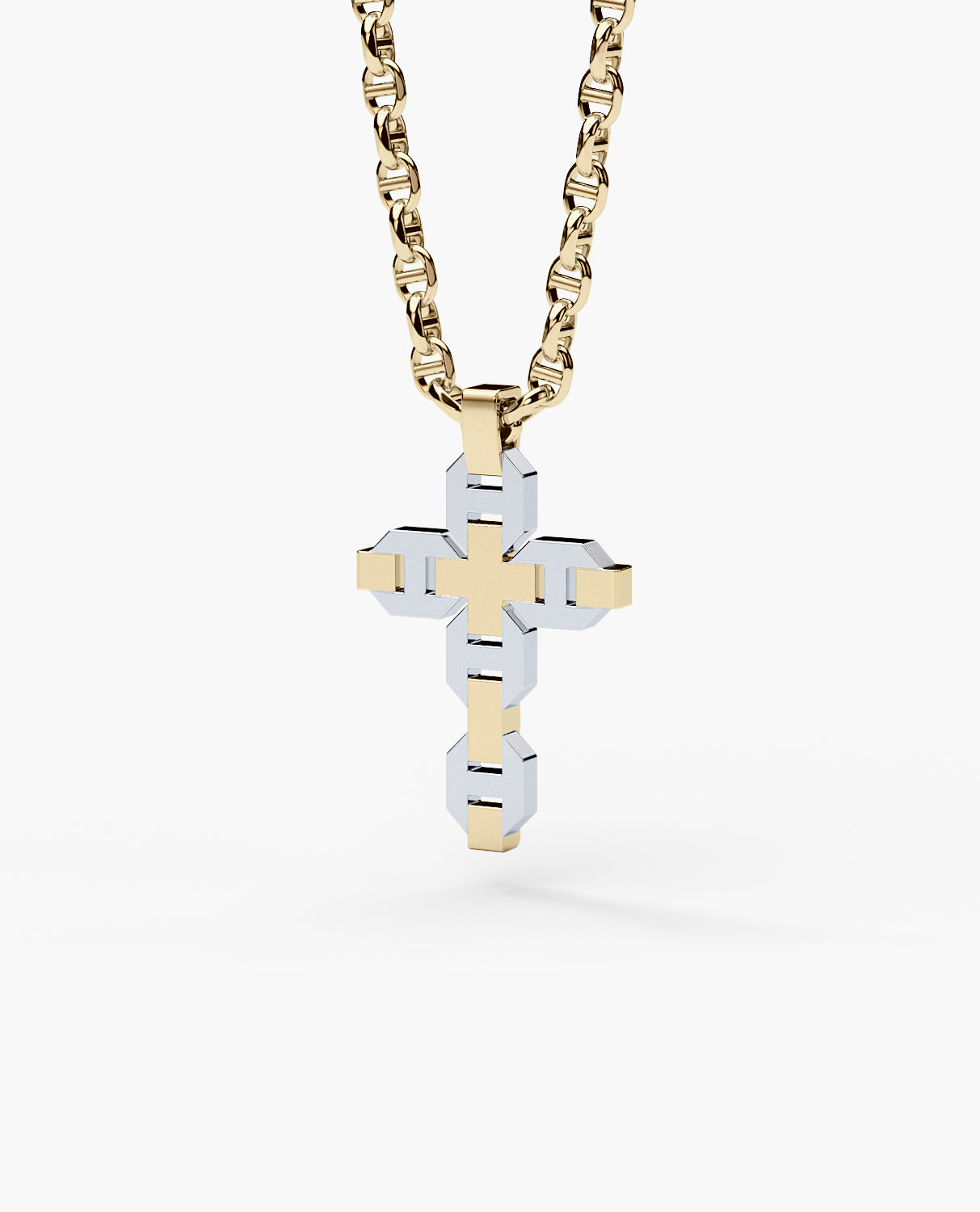 BRIGGS Cross Two-Tone Gold Pendant with 0.50ct Diamonds