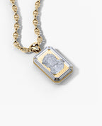 JESUS DOG TAG Two-Tone Gold Pendant with 0.45ct Diamonds