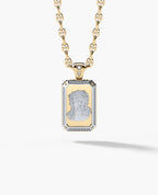 JESUS DOG TAG Two-Tone Gold Pendant with 0.45ct Diamonds