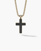 JERRITT Cross Gold Pendant with 2.00ct Black Diamonds