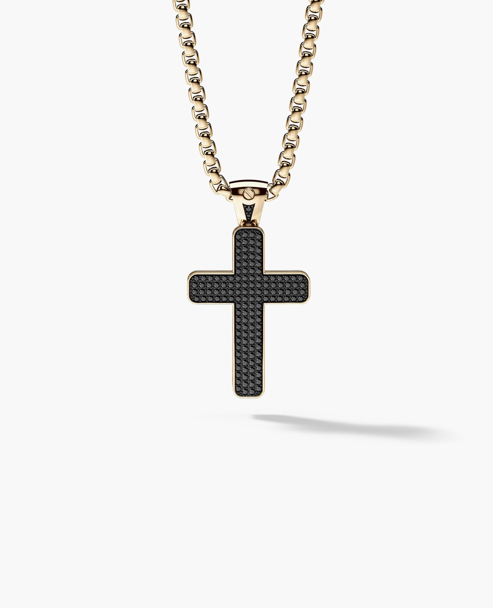 JERRITT Cross Gold Pendant with 2.00ct Black Diamonds