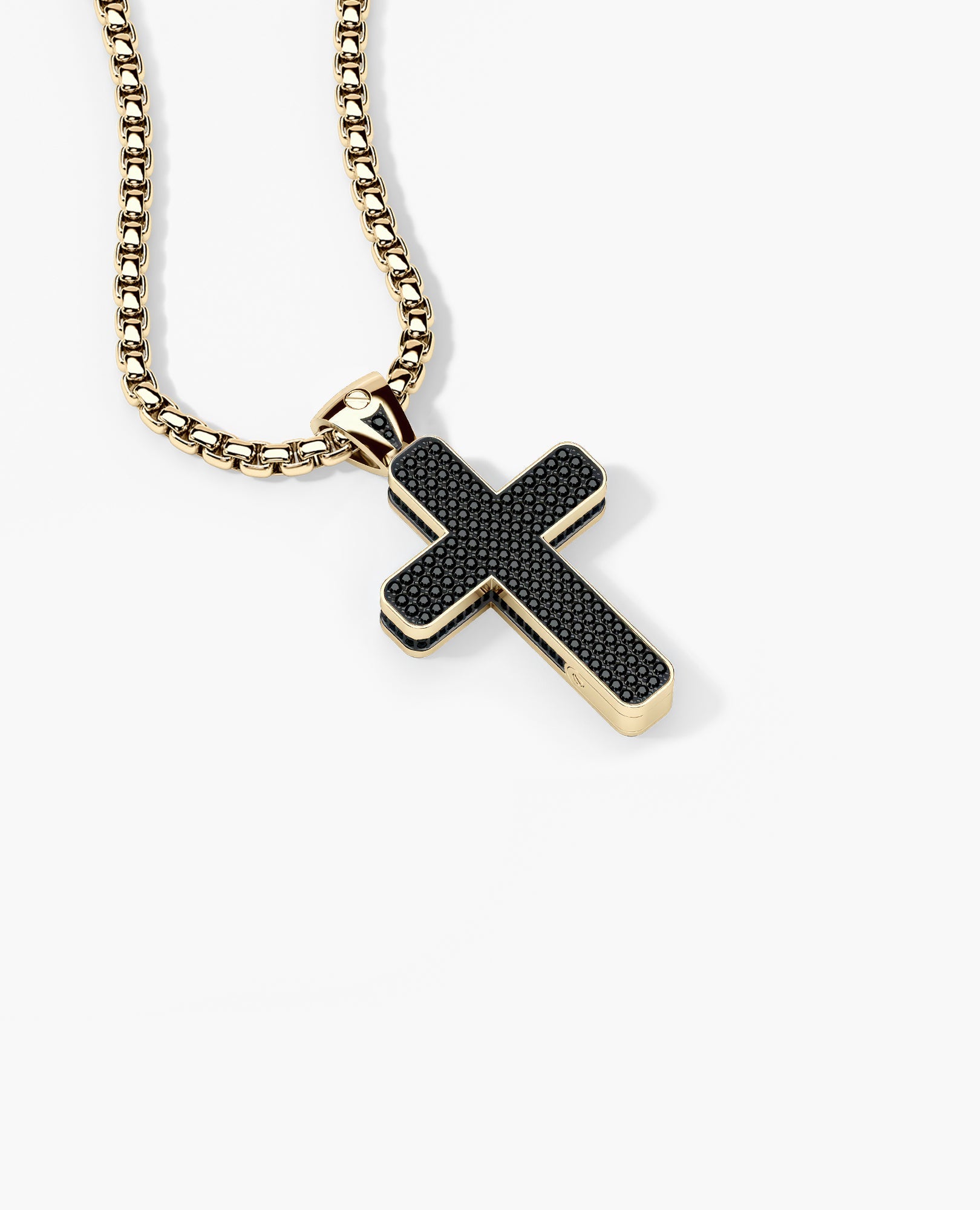 JERRITT Cross Gold Pendant with 2.00ct Black Diamonds