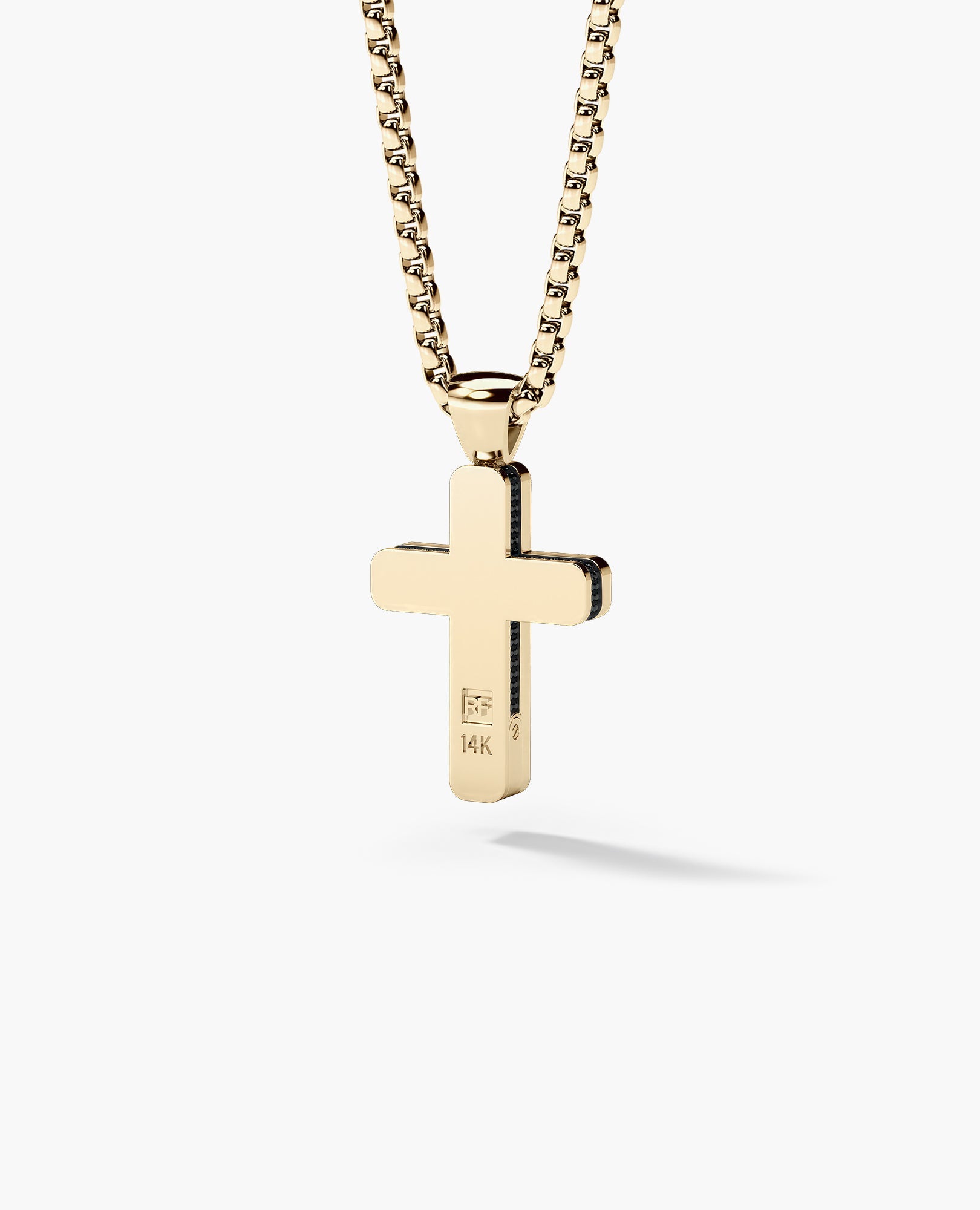 JERRITT Cross Gold Pendant with 2.00ct Black Diamonds