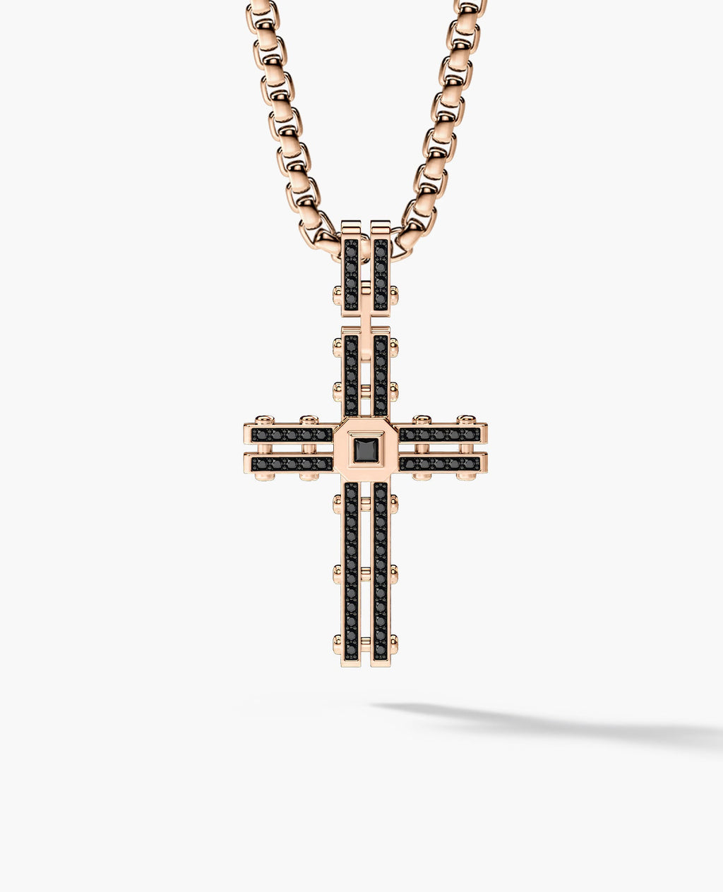 LA PAZ Cross Gold Pendant with 0.20ct Black Diamonds