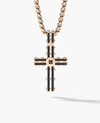 LA PAZ Cross Gold Pendant with 0.20ct Black Diamonds