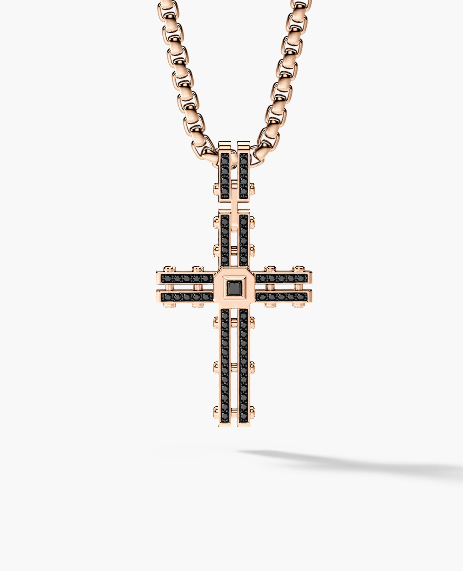 LA PAZ Cross Gold Pendant with 0.20ct Black Diamonds