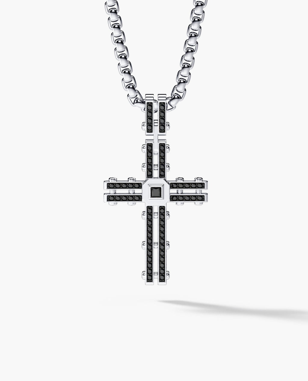 LA PAZ Cross Gold Pendant with 0.20ct Black Diamonds