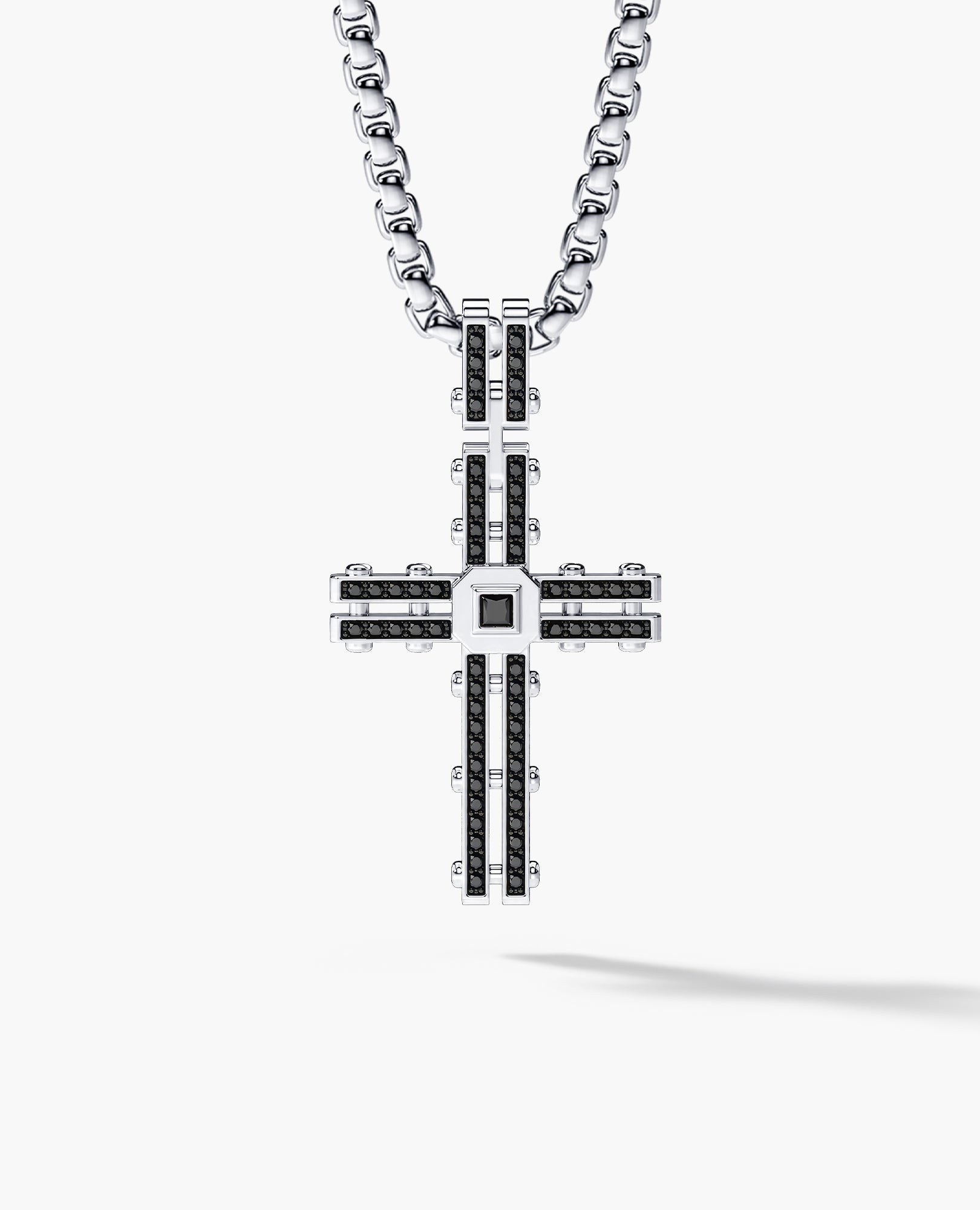 LA PAZ Cross Gold Pendant with 0.20ct Black Diamonds
