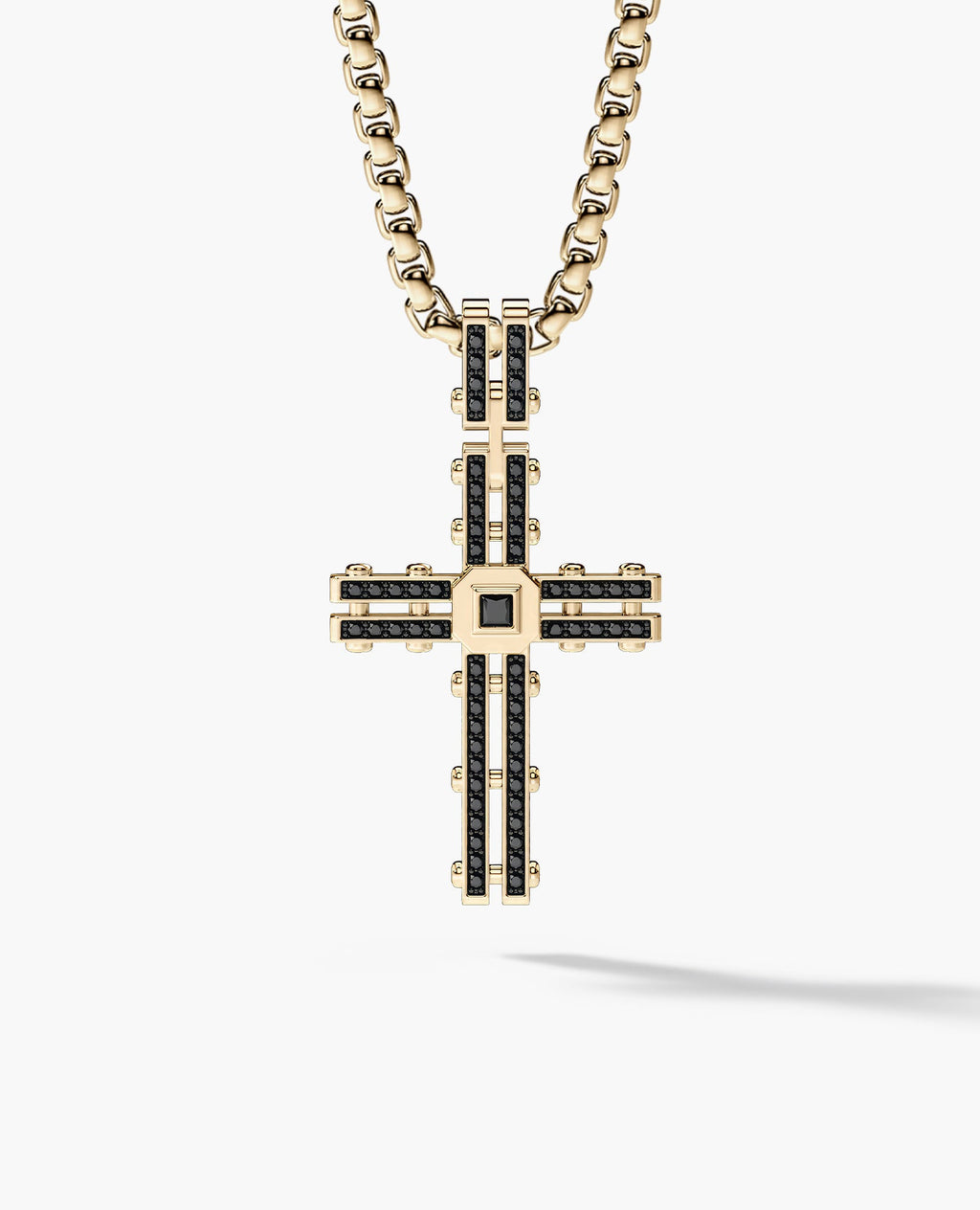 LA PAZ Cross Gold Pendant with 0.20ct Black Diamonds