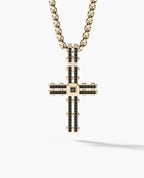 LA PAZ Cross Gold Pendant with 0.20ct Black Diamonds