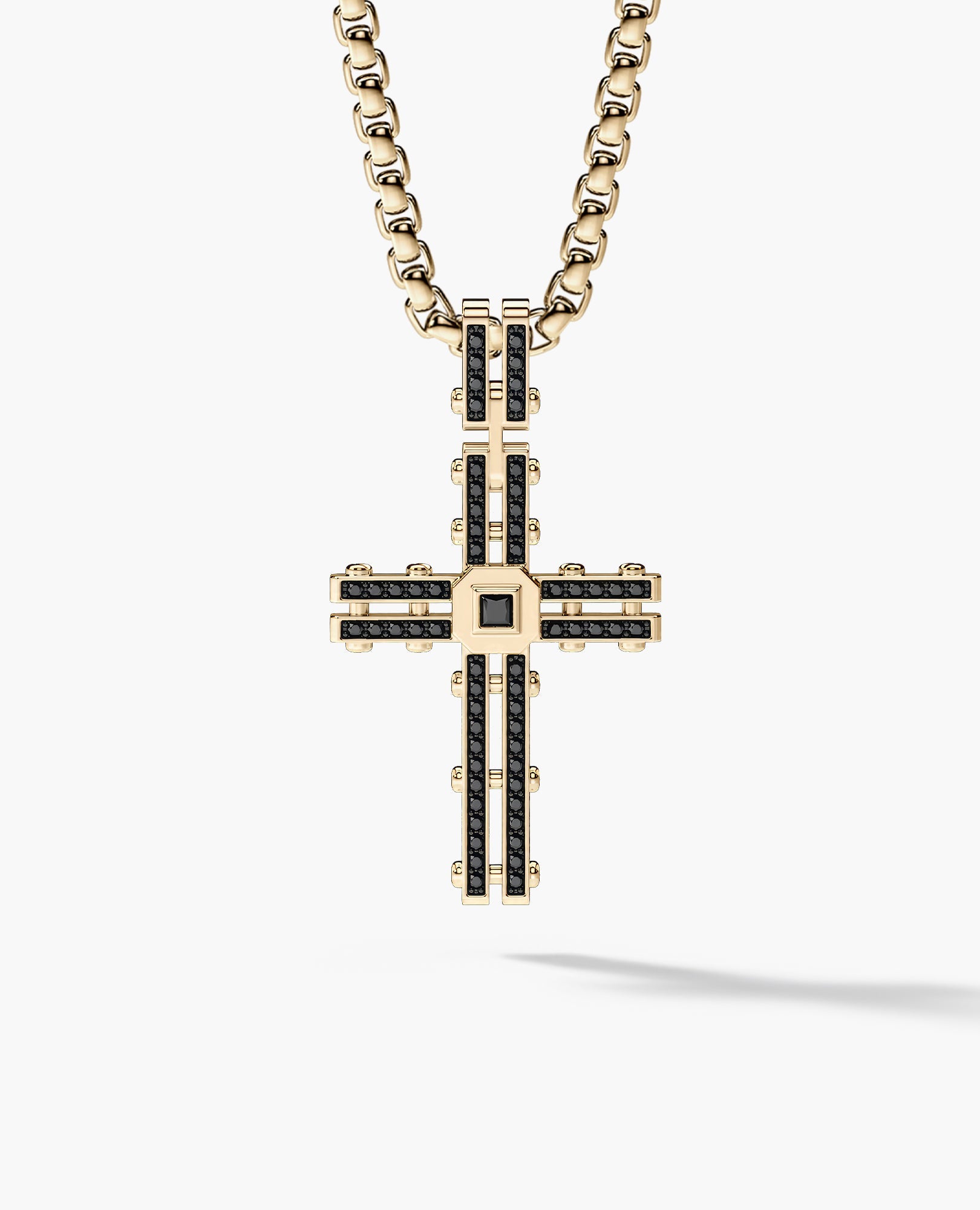 LA PAZ Cross Gold Pendant with 0.20ct Black Diamonds