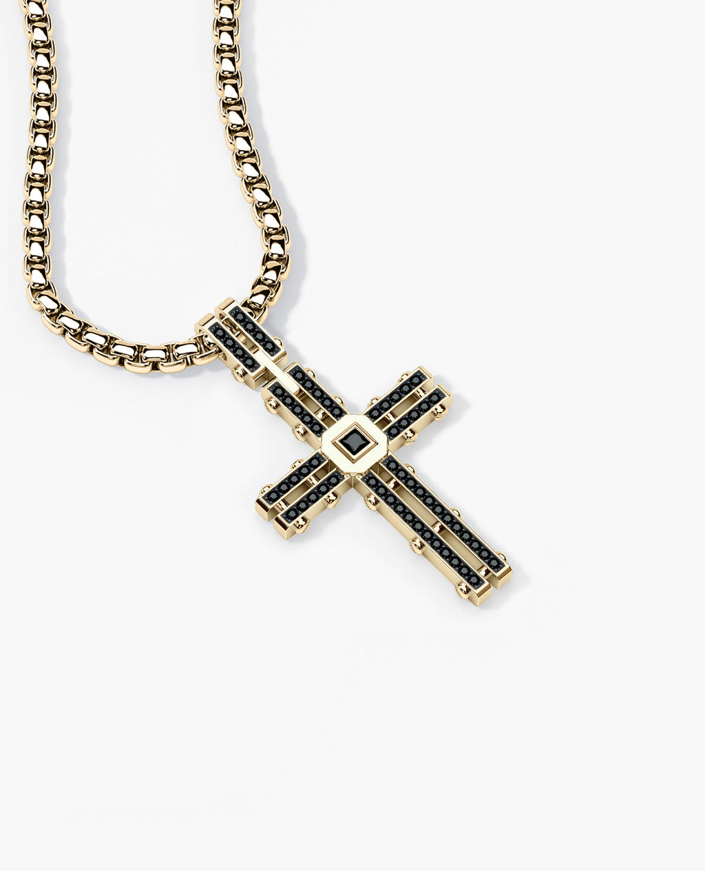 LA PAZ Cross Gold Pendant with 0.20ct Black Diamonds