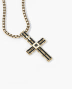 LA PAZ Cross Gold Pendant with 0.20ct Black Diamonds