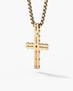 LA PAZ Cross Gold Pendant with 0.20ct Black Diamonds