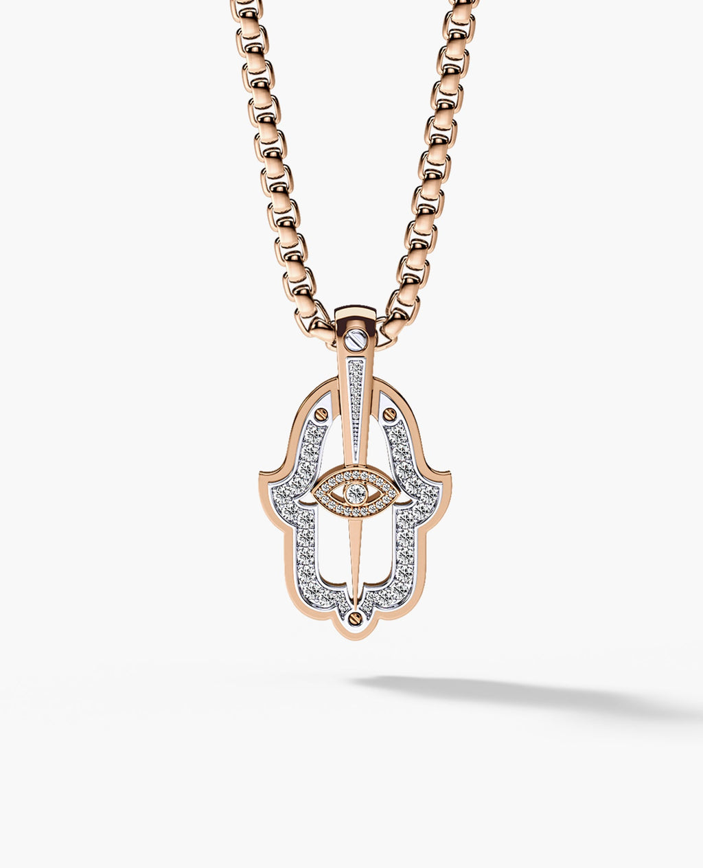 HAMSA Two-Tone Gold Pendant with 0.30ct Diamonds