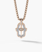 HAMSA Two-Tone Gold Pendant with 0.30ct Diamonds