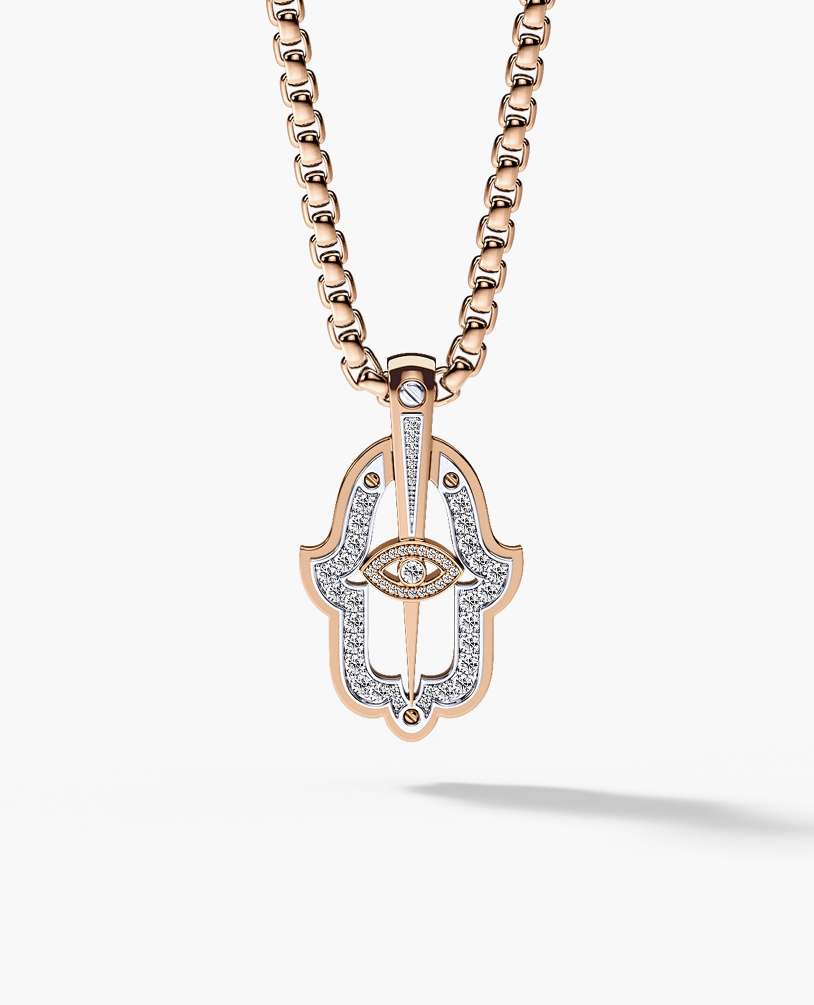 HAMSA Two-Tone Gold Pendant with 0.30ct Diamonds
