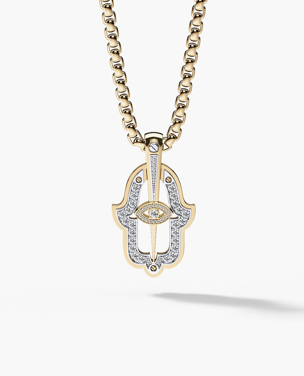 HAMSA Two-Tone Gold Pendant with 0.30ct Diamonds