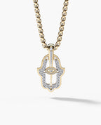 HAMSA Two-Tone Gold Pendant with 0.30ct Diamonds