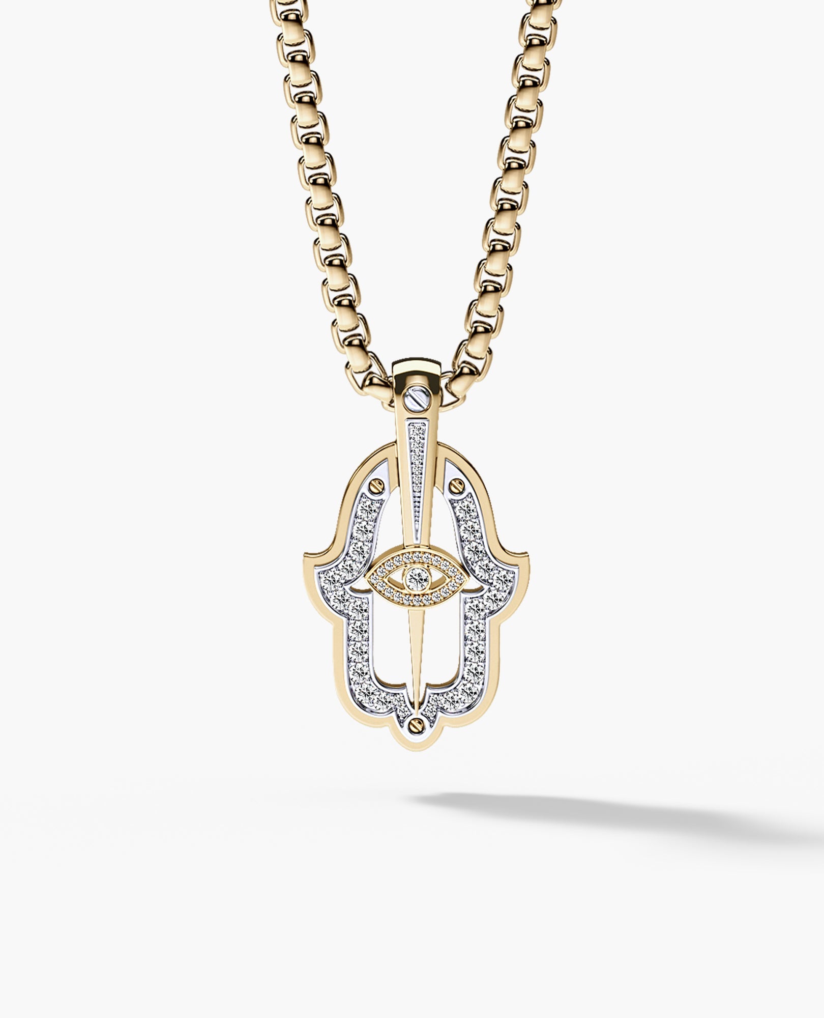 HAMSA Two-Tone Gold Pendant with 0.30ct Diamonds