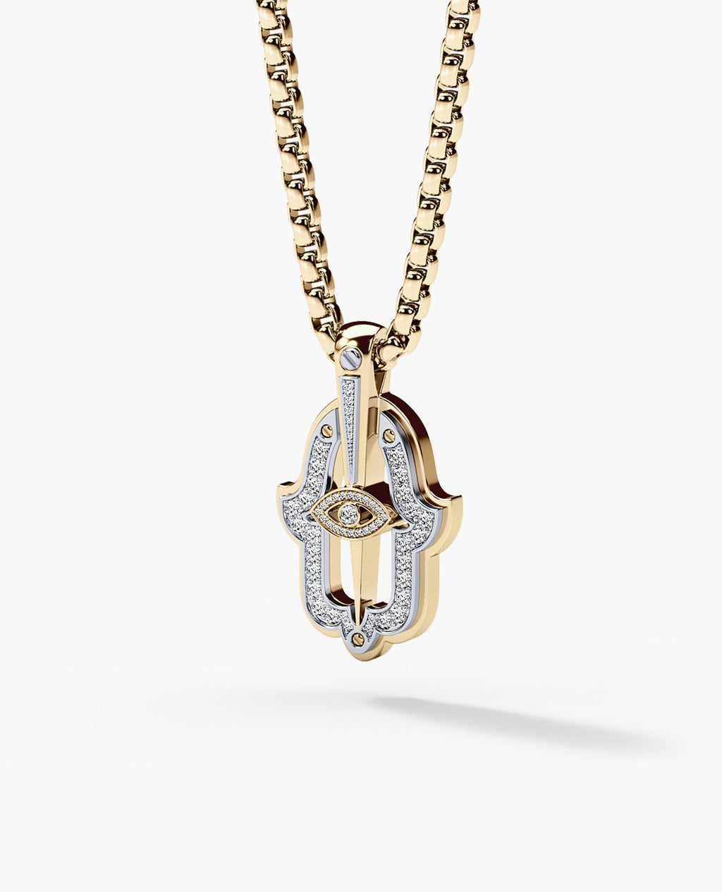 HAMSA Two-Tone Gold Pendant with 0.30ct Diamonds