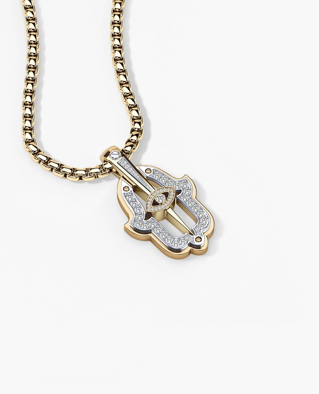 HAMSA Two-Tone Gold Pendant with 0.30ct Diamonds