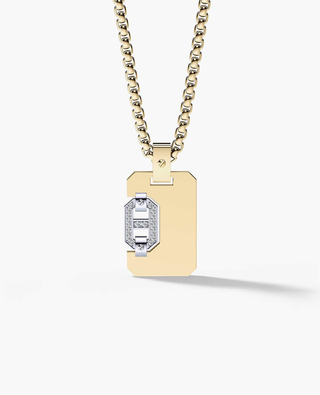 BRIGGS Dog Tag Two-Tone Gold Pendant with 0.10ct Diamonds