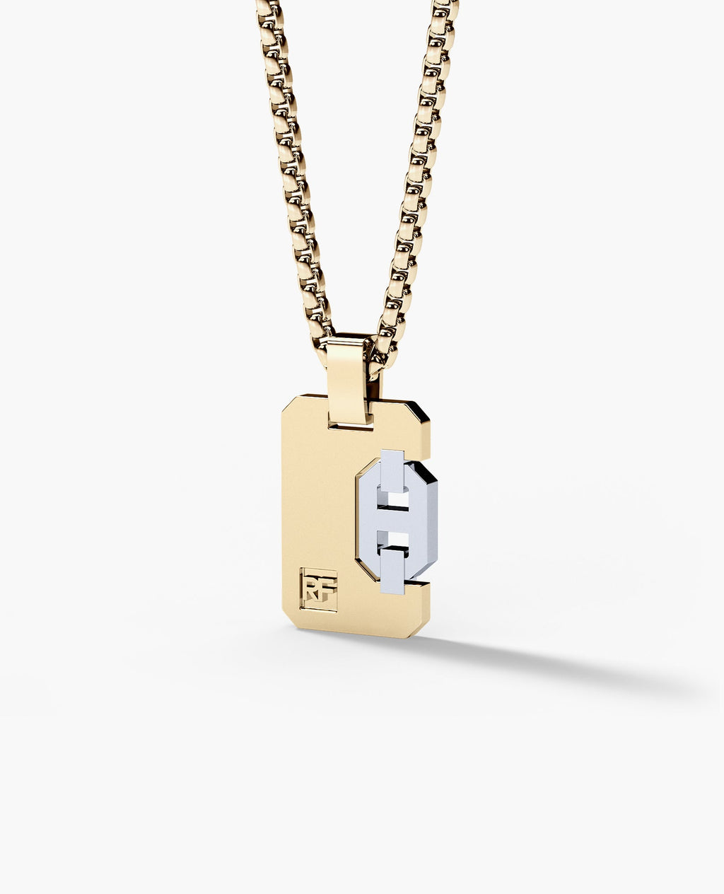 BRIGGS Dog Tag Two-Tone Gold Pendant with 0.10ct Diamonds