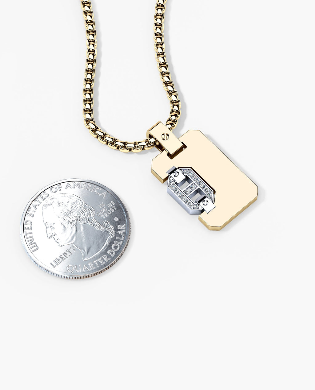 BRIGGS Dog Tag Two-Tone Gold Pendant with 0.10ct Diamonds