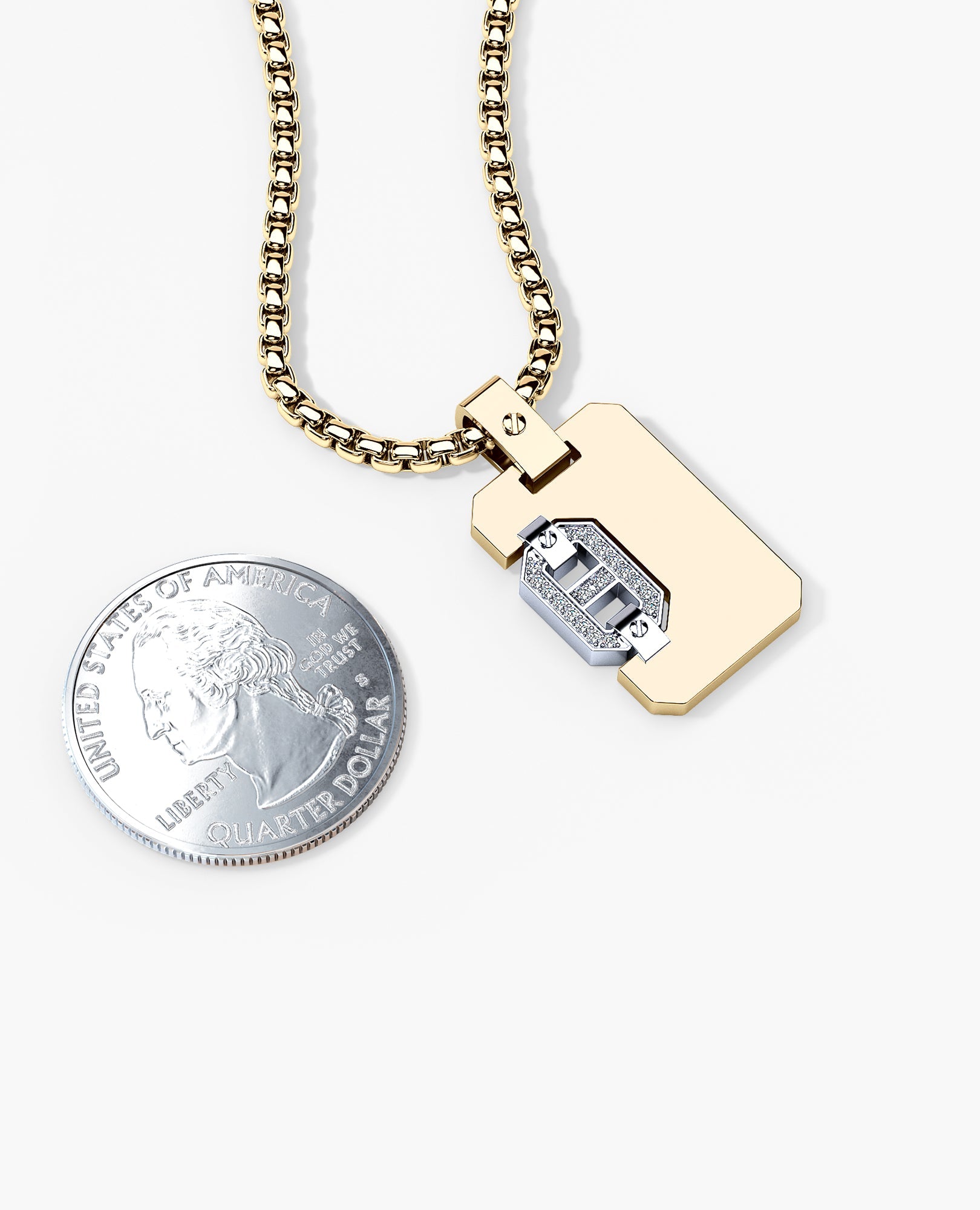 BRIGGS Dog Tag Two-Tone Gold Pendant with 0.10ct Diamonds