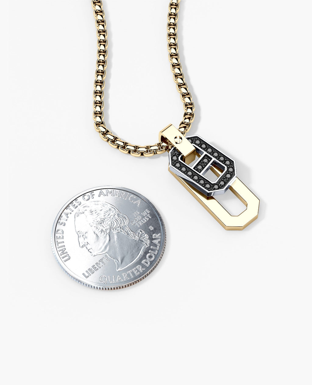 BRIGGS Two-Tone Gold Pendant with 0.30ct Black Diamonds
