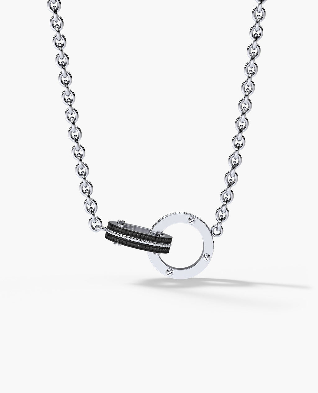 ROPES Gold Interlink Necklace Pendant with 0.20ct Black Diamonds