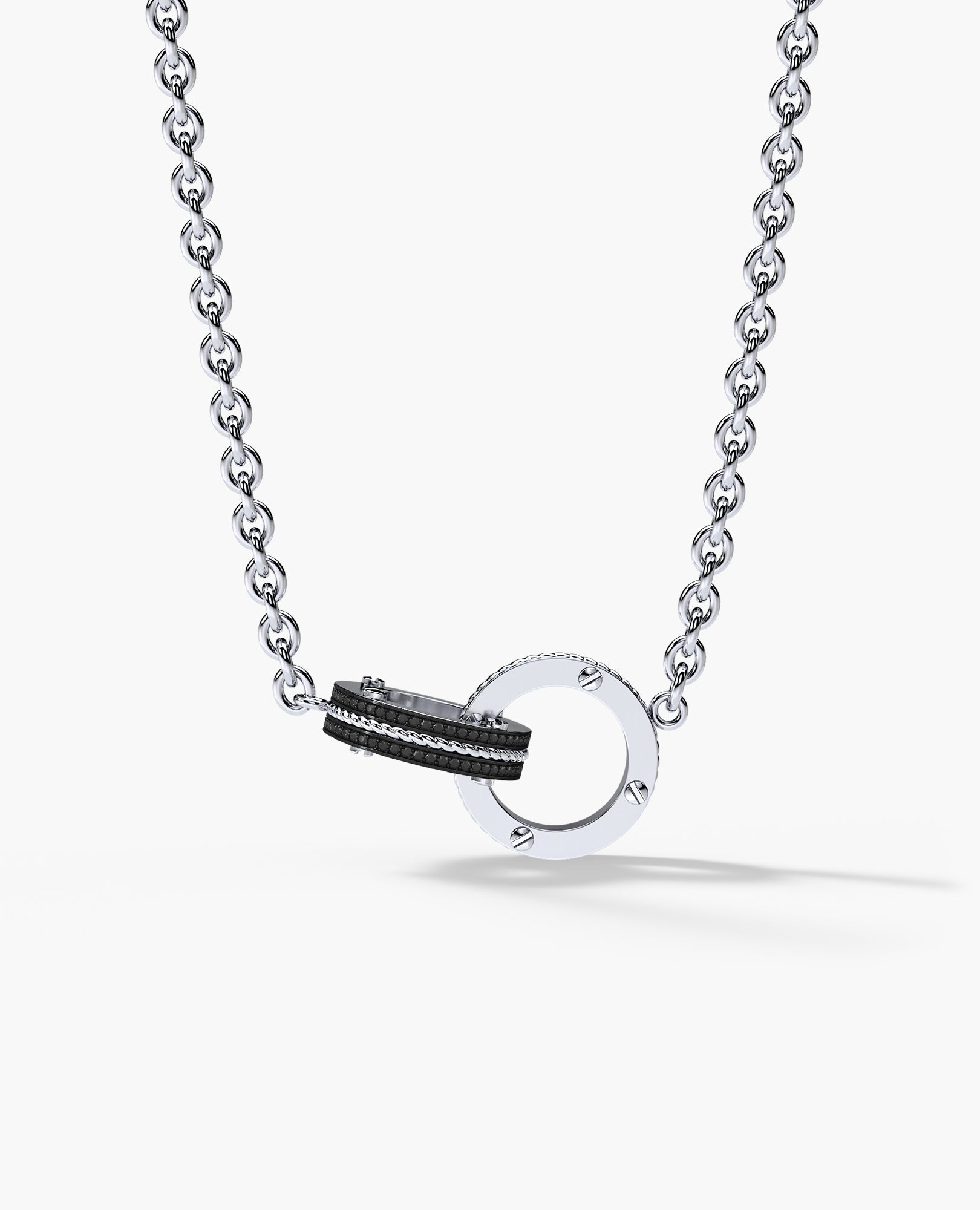 ROPES Gold Interlink Necklace Pendant with 0.20ct Black Diamonds