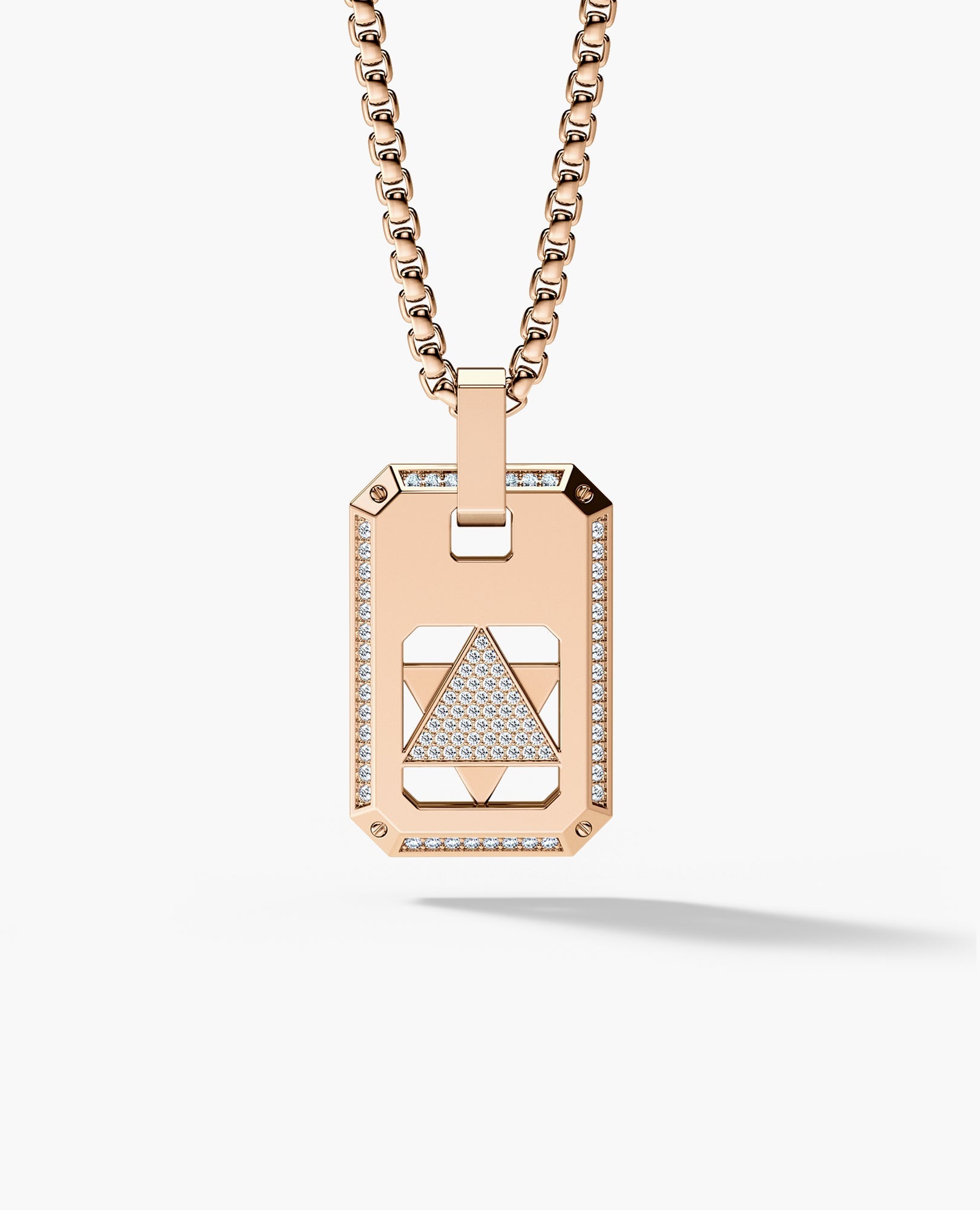 STAR OF DAVID Reversible Dog Tag Double Plate Gold Pendant with 0.90ct Diamonds