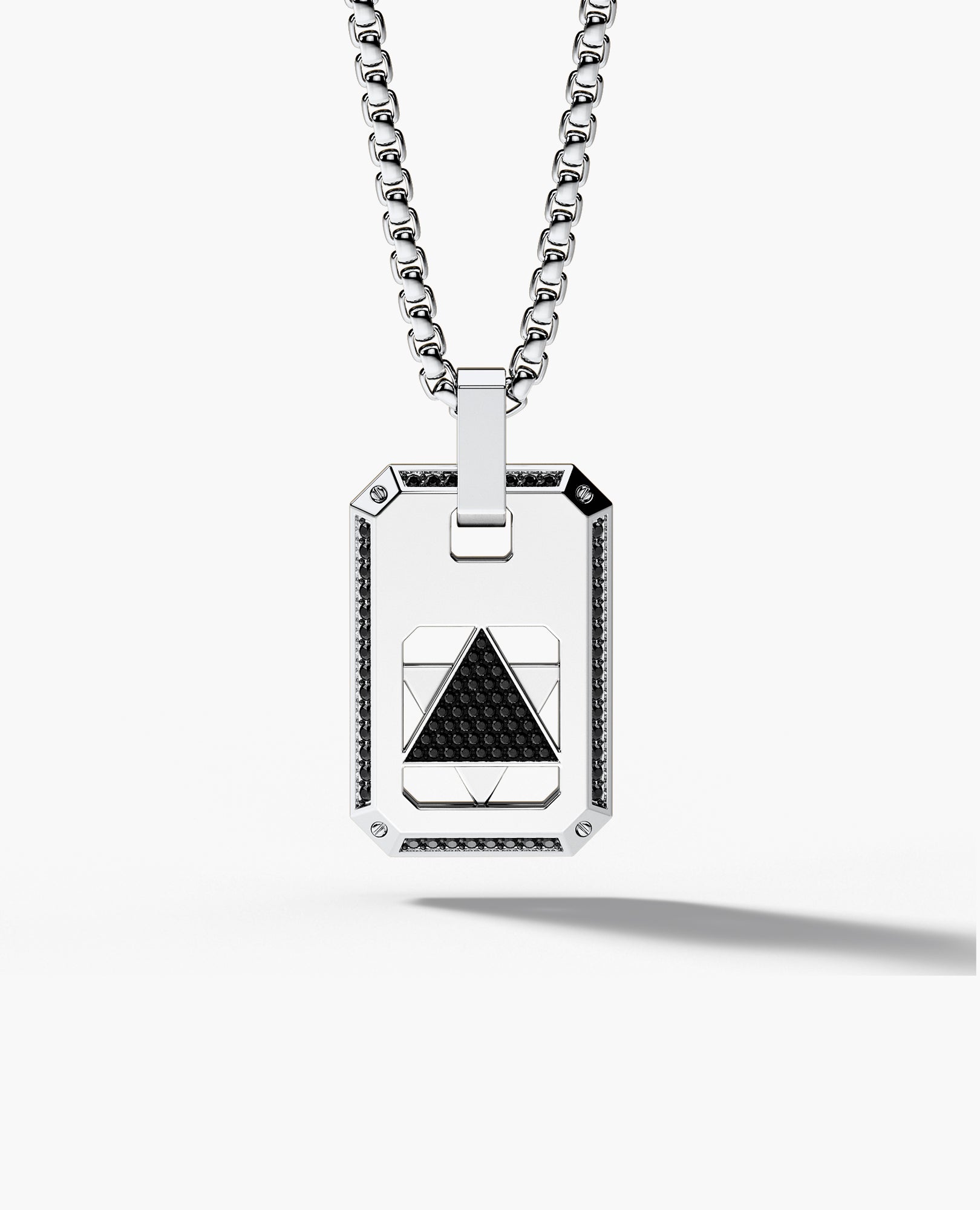 STAR OF DAVID Reversible Dog Tag Double Plate Gold Pendant with 0.90ct Black Diamonds