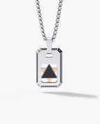 STAR OF DAVID Reversible Dog Tag Double Plate Two-Tone Gold Pendant with 0.90ct Black Diamonds