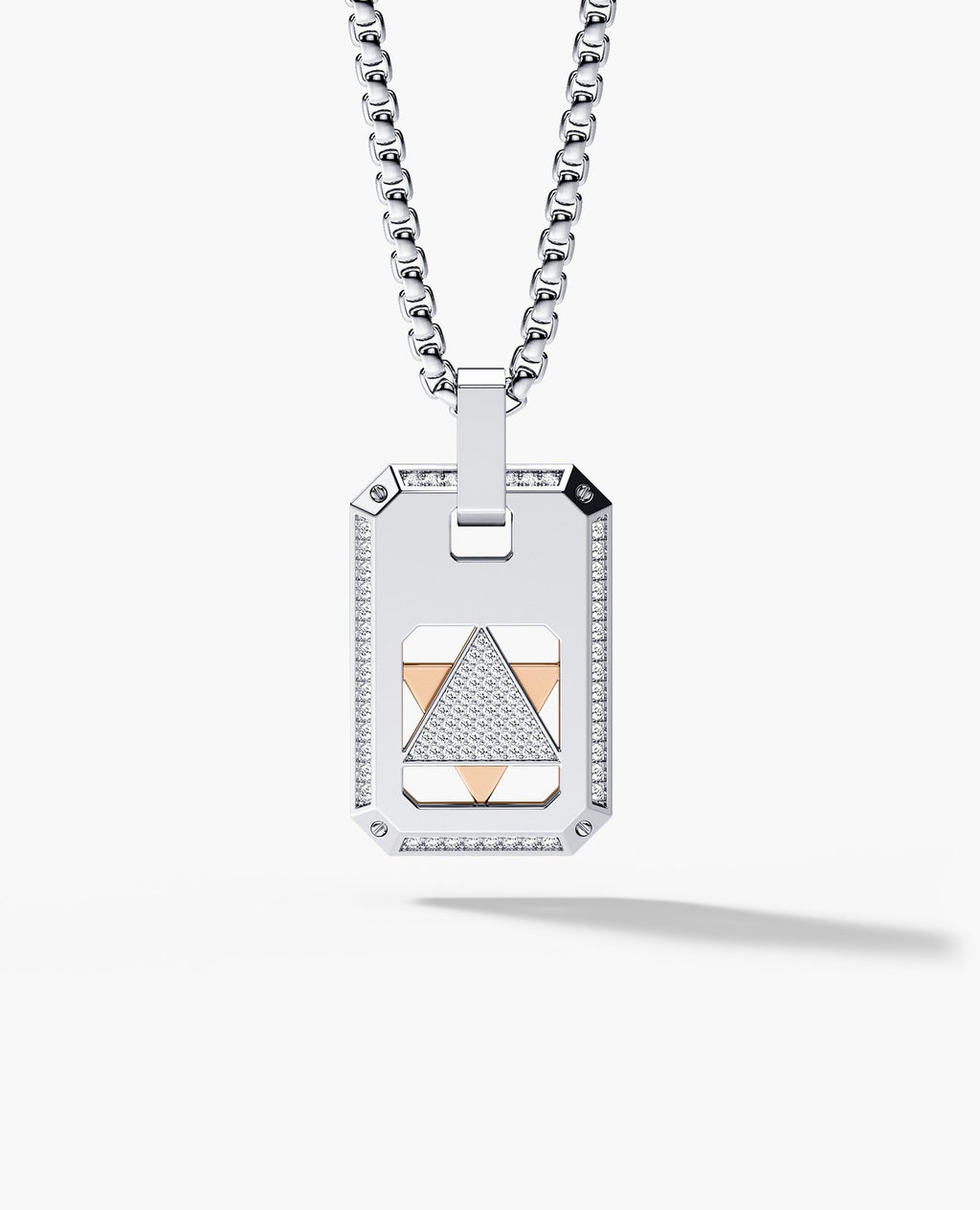 STAR OF DAVID Reversible Dog Tag Double Plate Two-Tone Gold Pendant with 0.90ct Diamonds