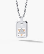 STAR OF DAVID Reversible Dog Tag Double Plate Two-Tone Gold Pendant with 0.90ct Diamonds