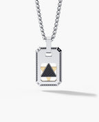 STAR OF DAVID Reversible Dog Tag Double Plate Two-Tone Gold Pendant with 0.90ct Black Diamonds