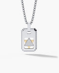 STAR OF DAVID Reversible Dog Tag Double Plate Two-Tone Gold Pendant with 0.90ct Diamonds