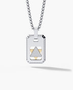 STAR OF DAVID Reversible Dog Tag Double Plate Two-Tone Gold Pendant with 0.90ct Diamonds